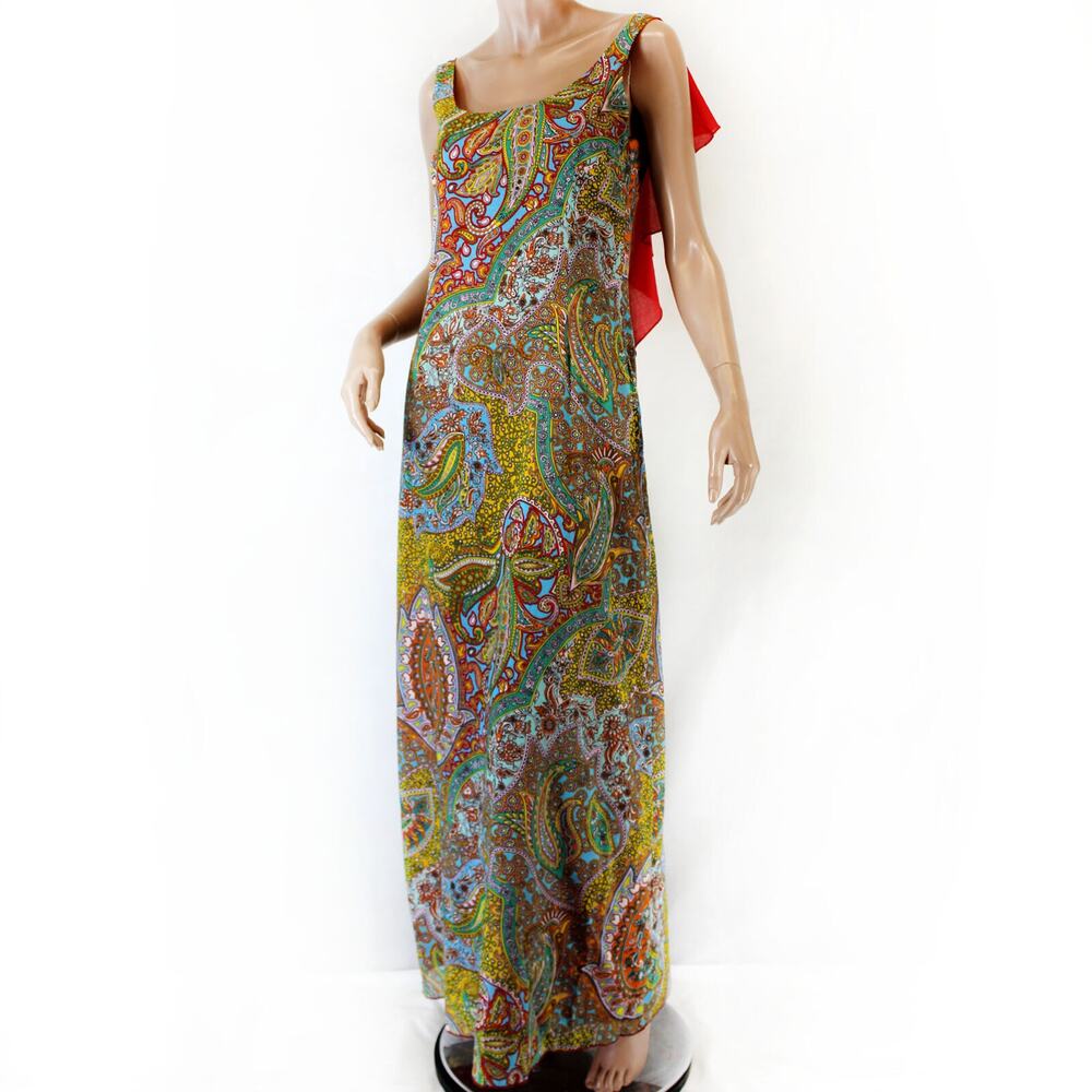 Taka by Takawear lined 100% Cotton Paisley Red Dress Small
